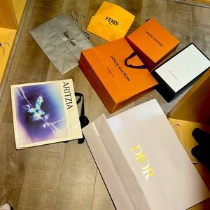 Designer shopping bags and boxes